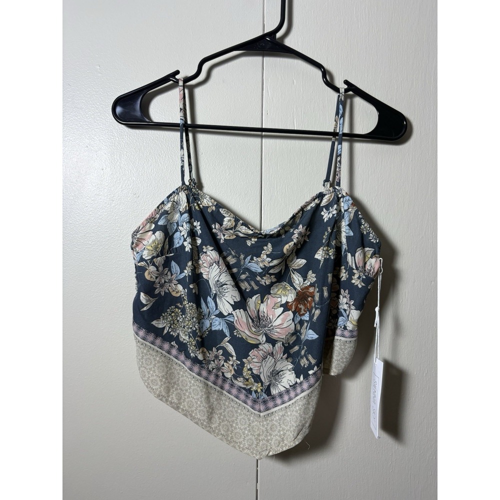 Sienna Sky Cami Crop Tank Top L Floral Fairy Meadow‎ Garden party Resort Whimsy